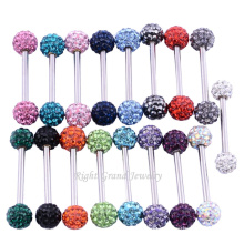 Shamballa Double Crystal Ball Industrial Barbell 316L Charms Industrial Piercing-Schmuck